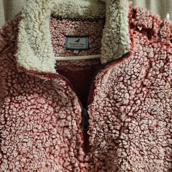 Properly Tied Pintail 1/4 Zip Womens Red Fleece Pullover Sz Large with Pockets - Picture 2 of 4